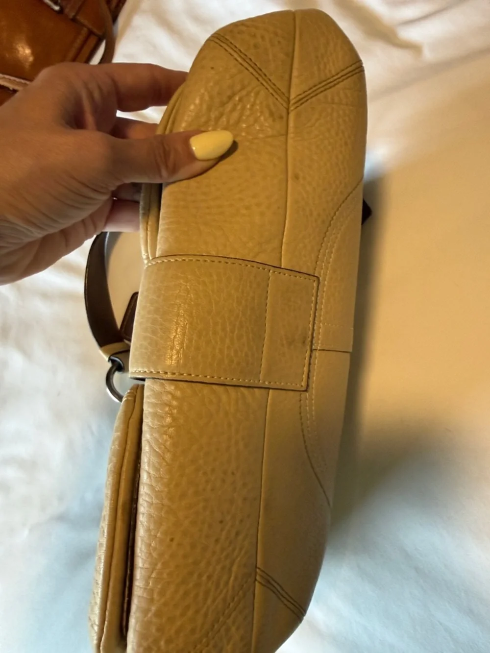 Coach, Women's Pebbled Leather Shoulder Bag in Taupe - Picture 5 of 8